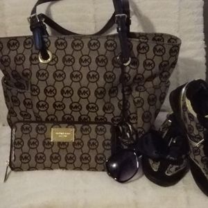 Michael Kors Black Tote, wallet and shoes